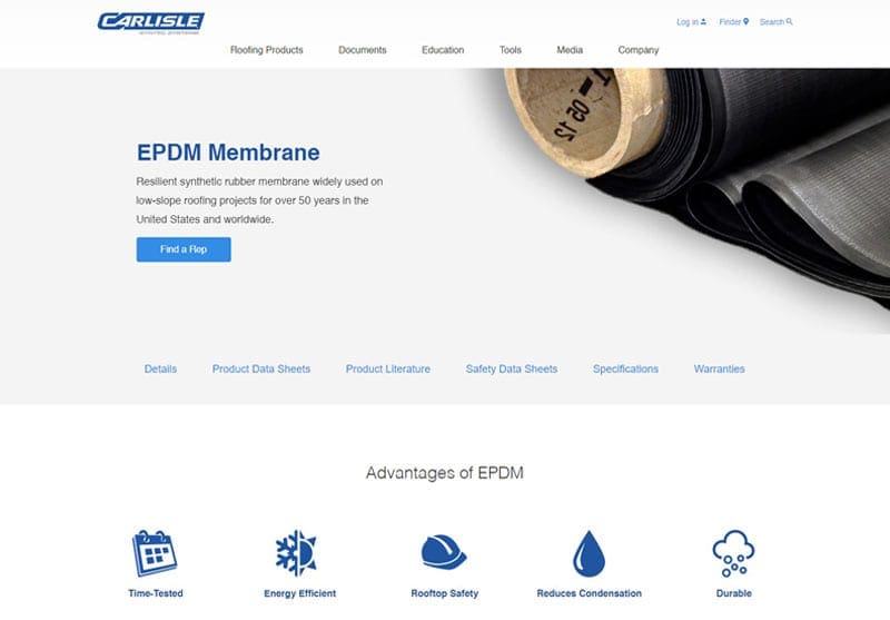 Carlisle Syntec EPDM Page Design