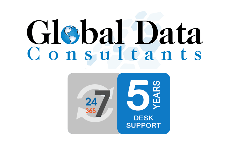 Global Data Logo and 5 Years of Non-Stop IT Service Desk Support