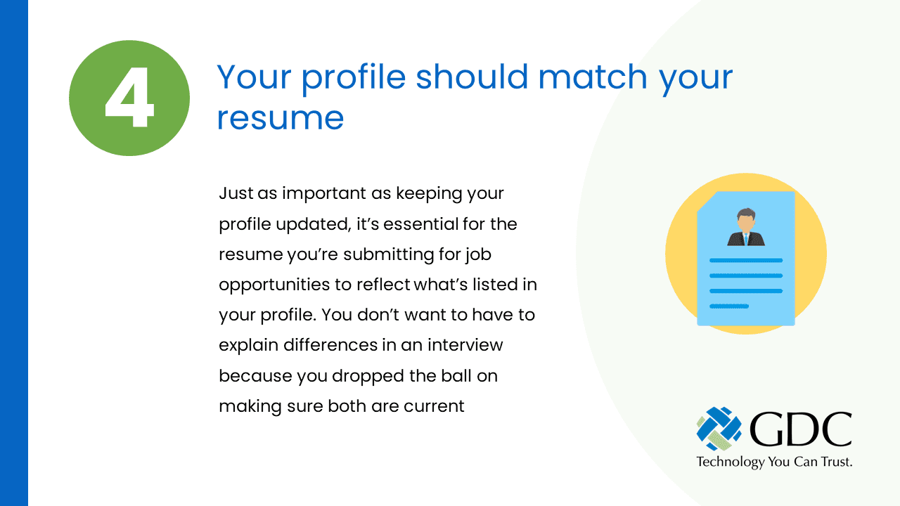 Your profile should match your resume