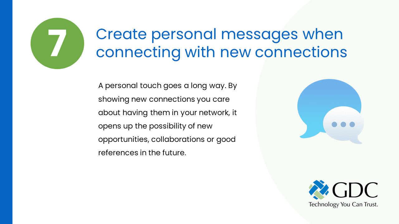 Create personal messages when connecting with new connections