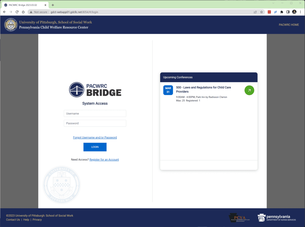 Enterprise Management System Login Screen