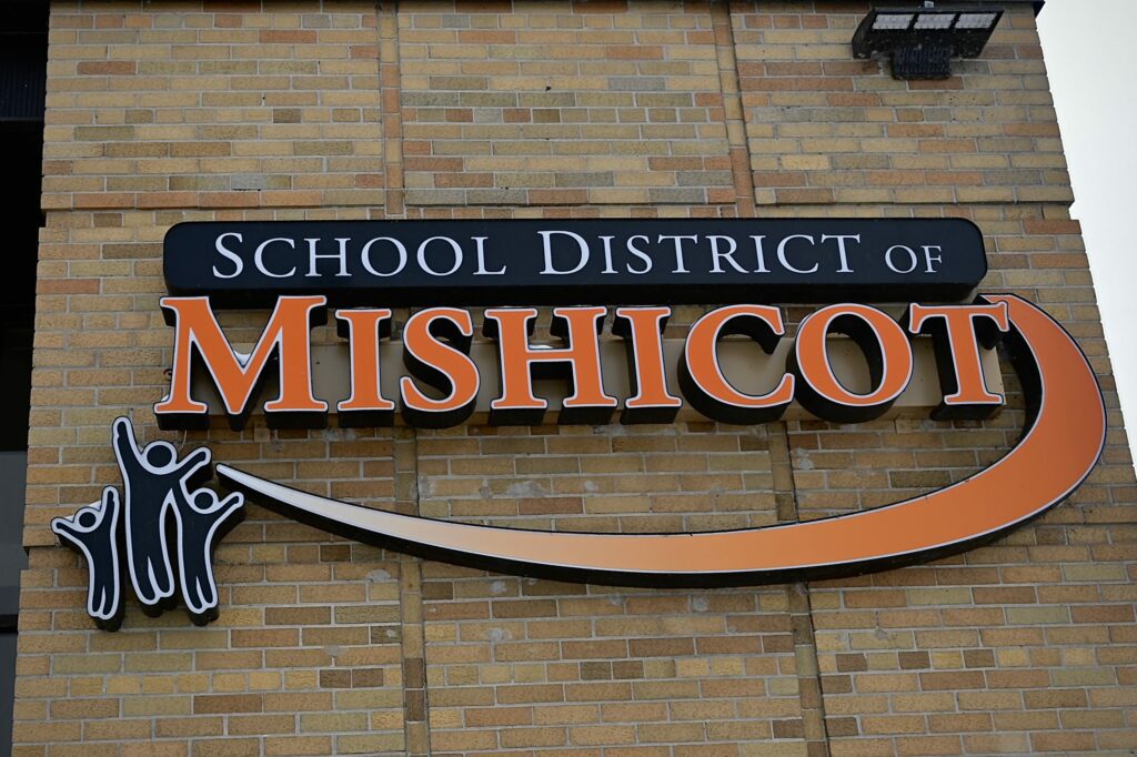 Mishicot Building Wall with Mishicot Logo